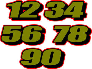 DOUBLE DIGIT / MODERN STYLE: 1" - 8"  NUMBER DECALS  (custom colors)