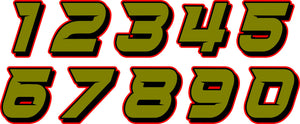 SINGLE DIGIT / RACE STYLE: 1" - 8"  NUMBER DECALS  (custom colors)