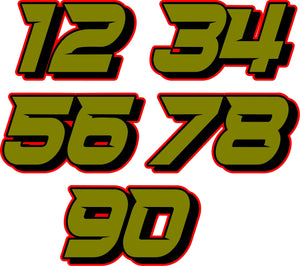 DOUBLE DIGIT / RACE STYLE: 1" - 8"  NUMBER DECALS  (custom colors)