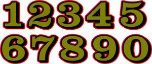 SINGLE DIGIT / CLASSIC STYLE: 1" - 8"  NUMBER DECALS  (custom colors)