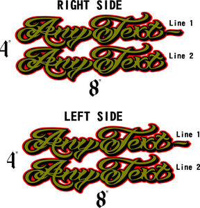 Set of Personalized Tank Decals / Custom Colors / Script Style