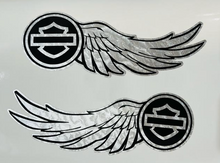 Load image into Gallery viewer, Set of Logo Wing Tank Decals (gold leaf or silver leaf)