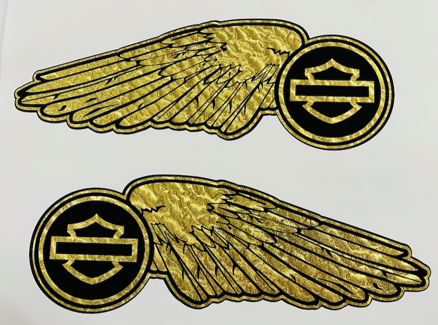 Bagger Racing Decals Harley Davidson Tank Decals dyna fxr sportster chopper bagger gold leaf ...